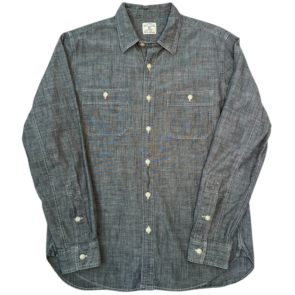 J. Crew Men's Gray Button-Up Shirt Casual Cotton Summer Business Size M